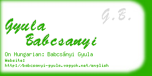 gyula babcsanyi business card